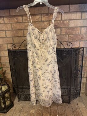 Floral Tie-Front Sundress in Cream and Lavender